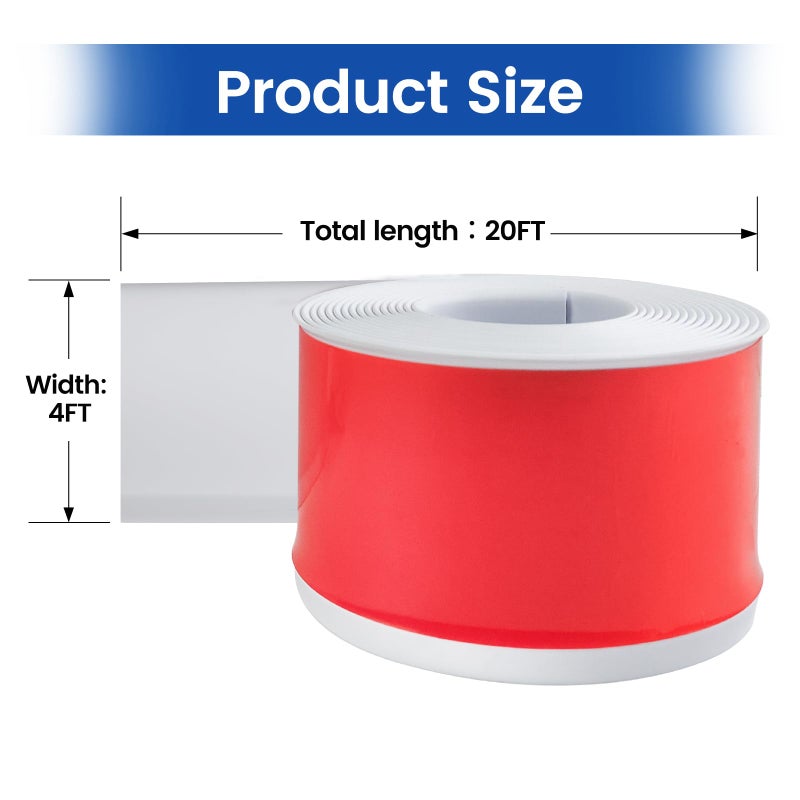 Muzata 4 Inch x 20 Feet Flexible Baseboard Trim Peel and Stick Baseboard Molding White Rubber Vinyl Molding Self-Adhesive Floor Trim SB03 - Image 4